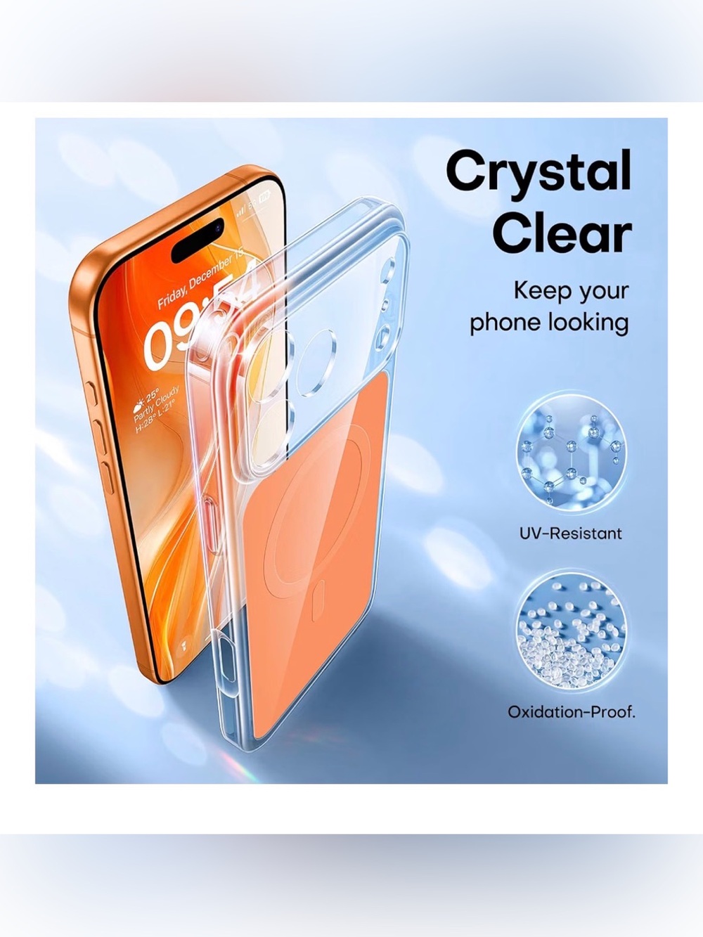 Iphone 17 pro Case with Orange AccentCrystal Clear Protection & screen protector
